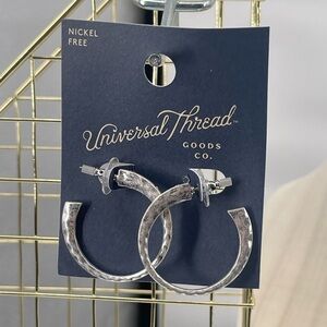 Universal Thread NWT silver toned hammered metal hoop earrings